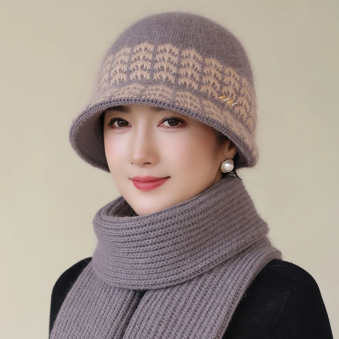 妈妈帽冬季防寒保暖中老年人盆帽防风护耳兔毛线帽奶奶老太太棉帽