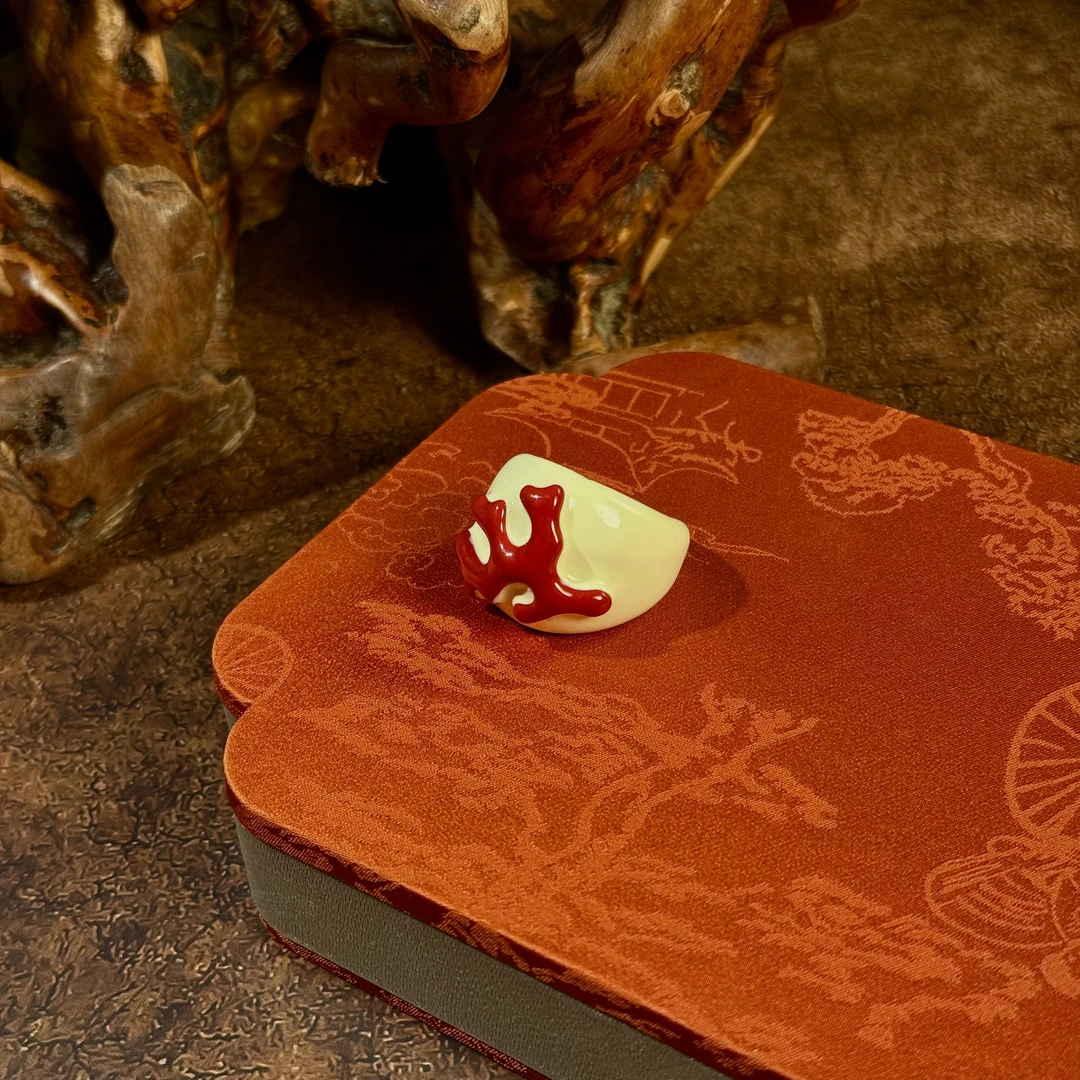 合金珐琅戒指 西班牙高定白珐琅开口戒指