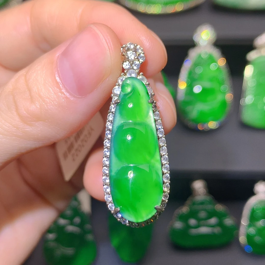 【闪购商品】翡翠银S925镶嵌吊坠(不含链)
