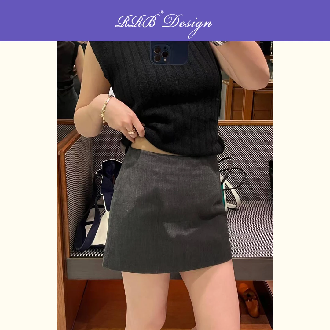RRB Design「优雅休闲」羊毛混纺高腰显瘦百搭A字短裙