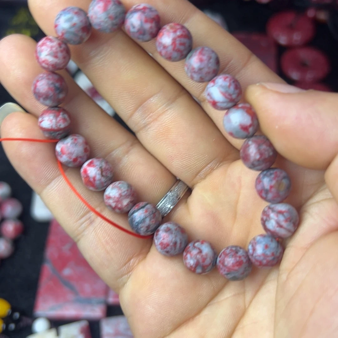 天然辰砂原石手串