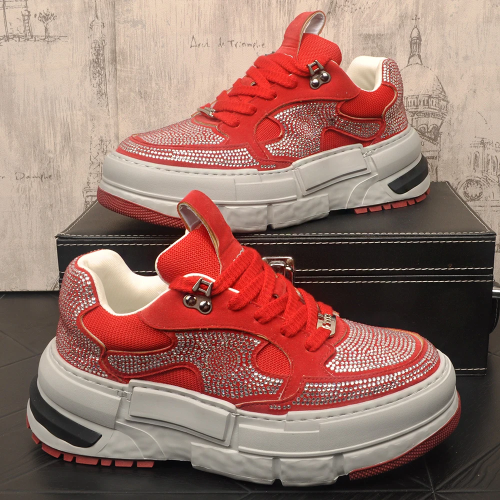 小众潮牌厚底增高男板鞋2025夏季新款水钻时尚潮流休闲鞋百搭男鞋