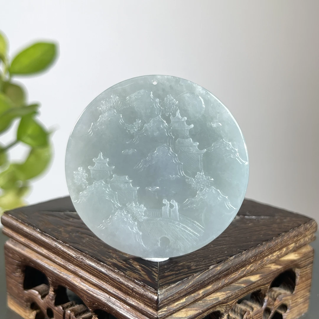 JYB03-63 天然缅甸A货翡翠  山水牌