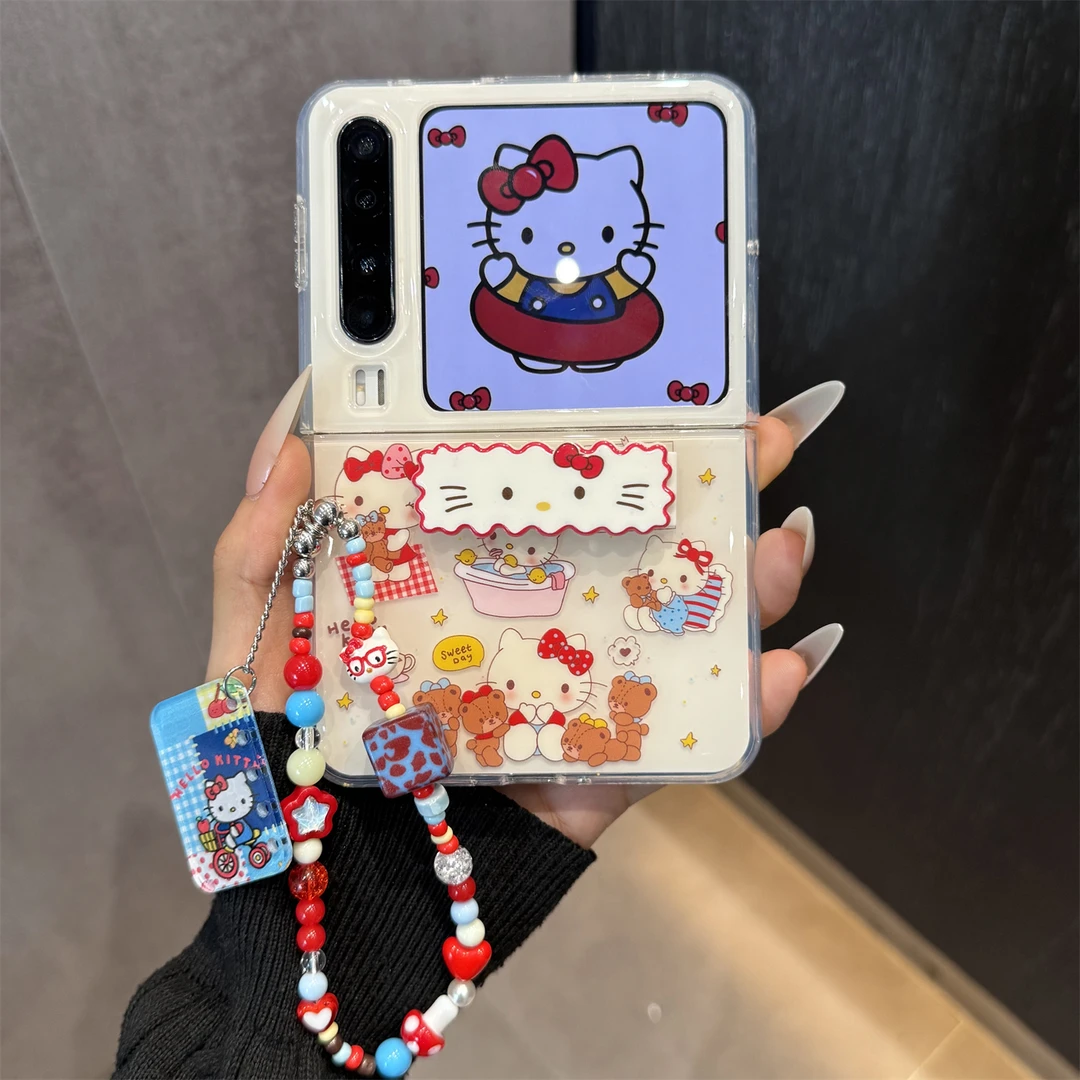 适用华为purax折叠屏手机壳卡通可爱PuraX泡澡哈喽kitty折叠支架