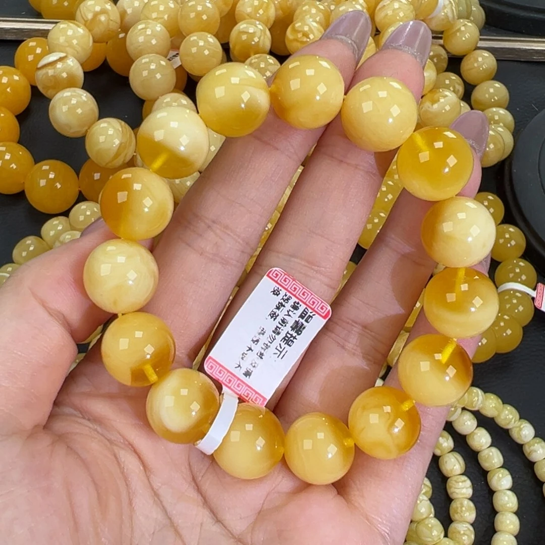 琥珀未镶嵌手链22金白