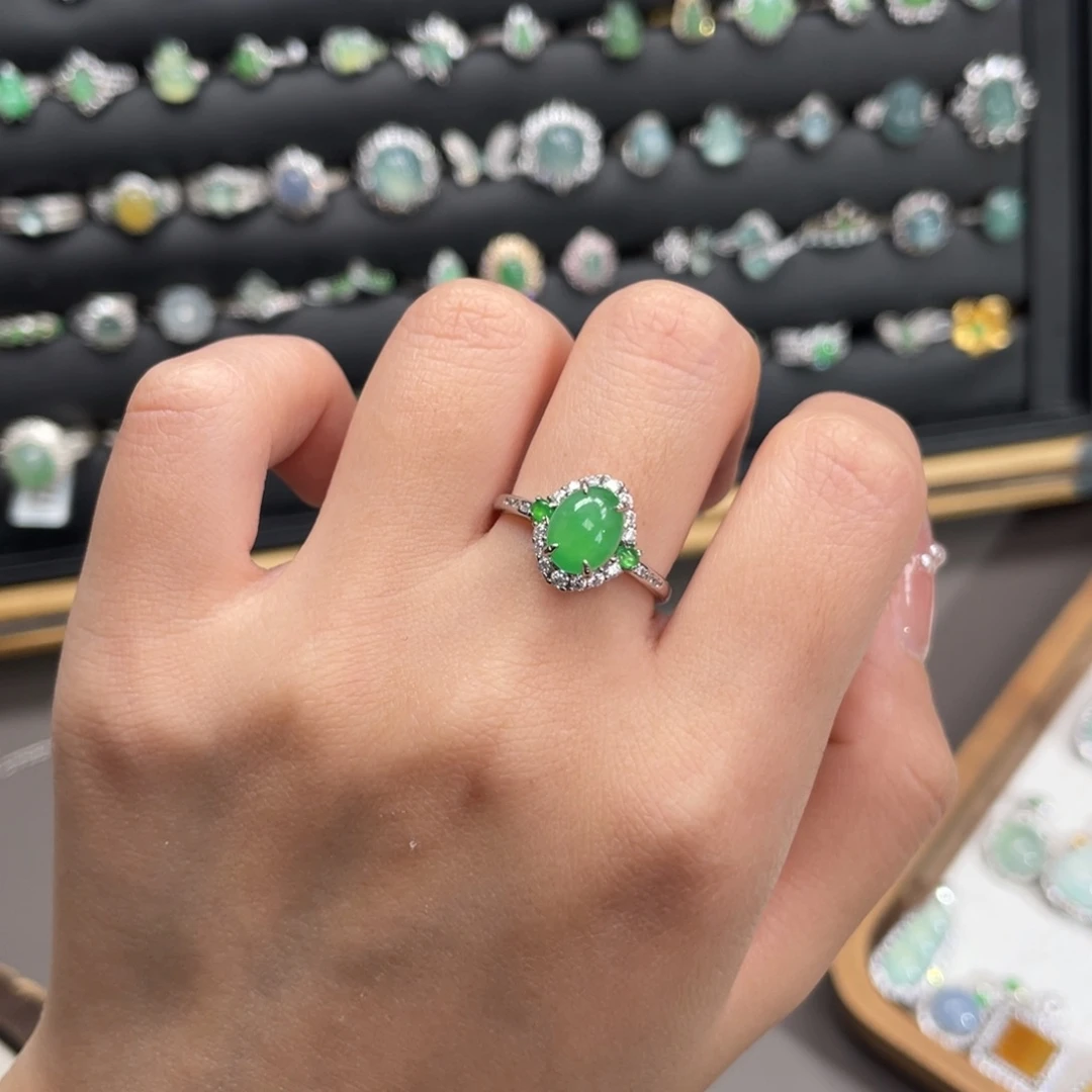 翡翠银S925镶嵌戒指