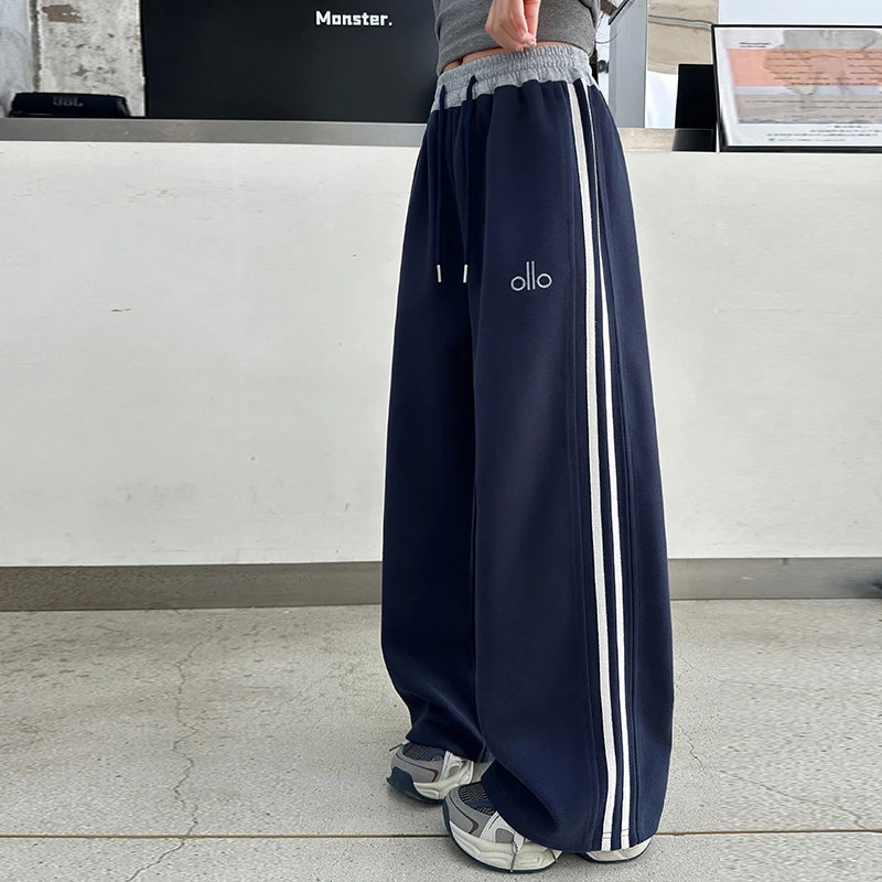 女童侧缝拉条休闲裤春秋宽松百搭2025新款春秋洋气直筒阔腿裤时髦