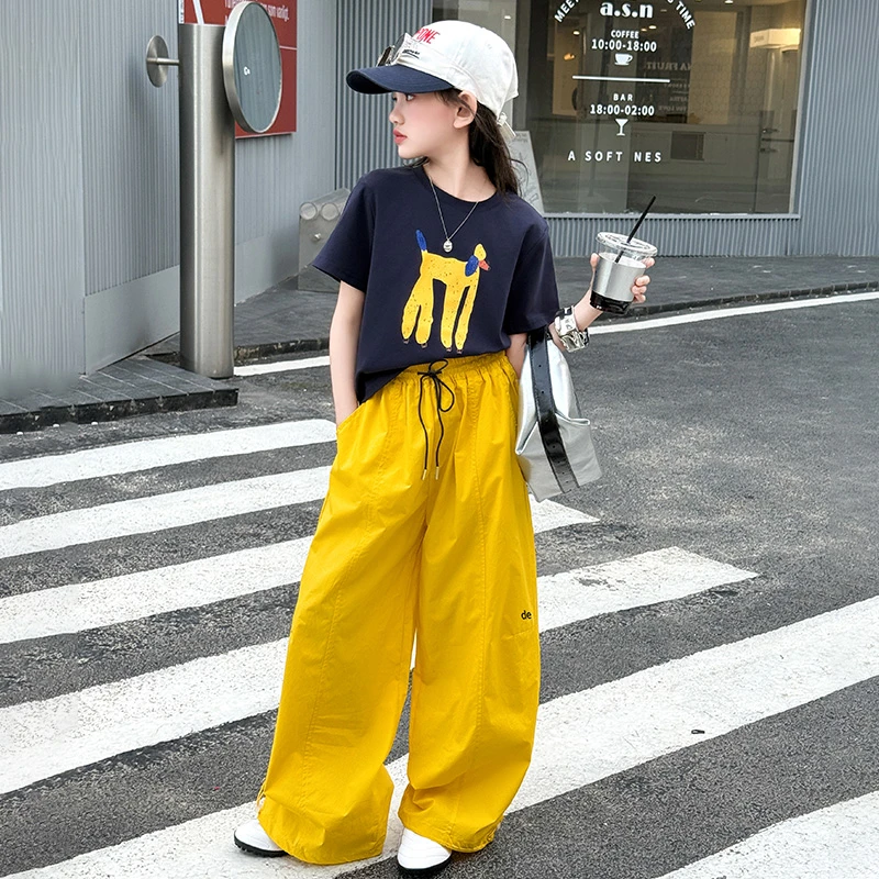 女童夏季短袖套装女孩大童薄款工装裤儿童夏装洋气T恤运动两件套