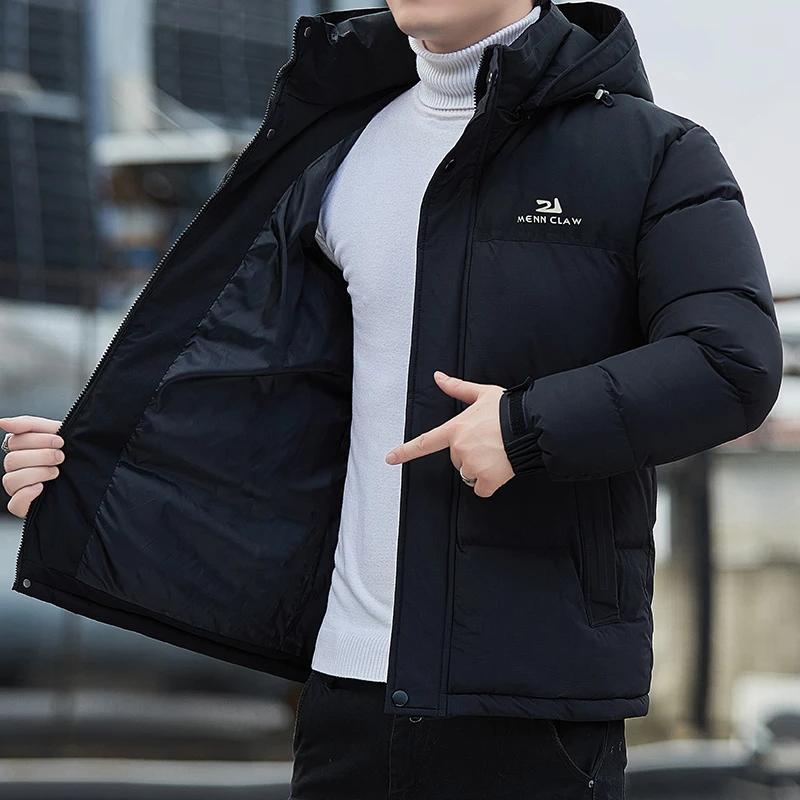 稻草人石墨烯棉衣男士冬季新款加厚保暖连帽撞色棉袄外套冬装御寒