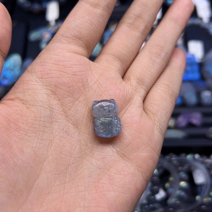 银S925镶嵌颈饰长石小熊定制作款不退换