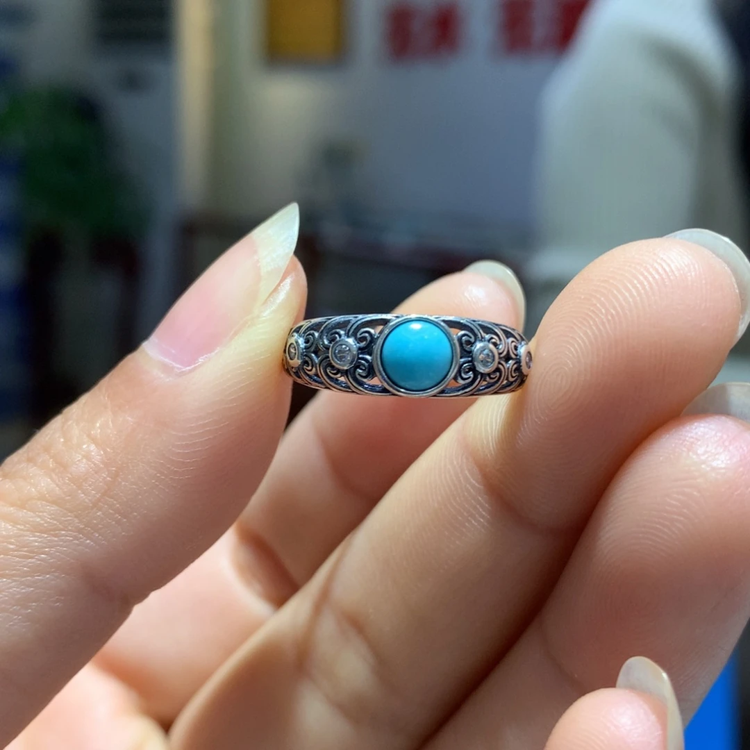 银S925镶嵌绿松石戒指