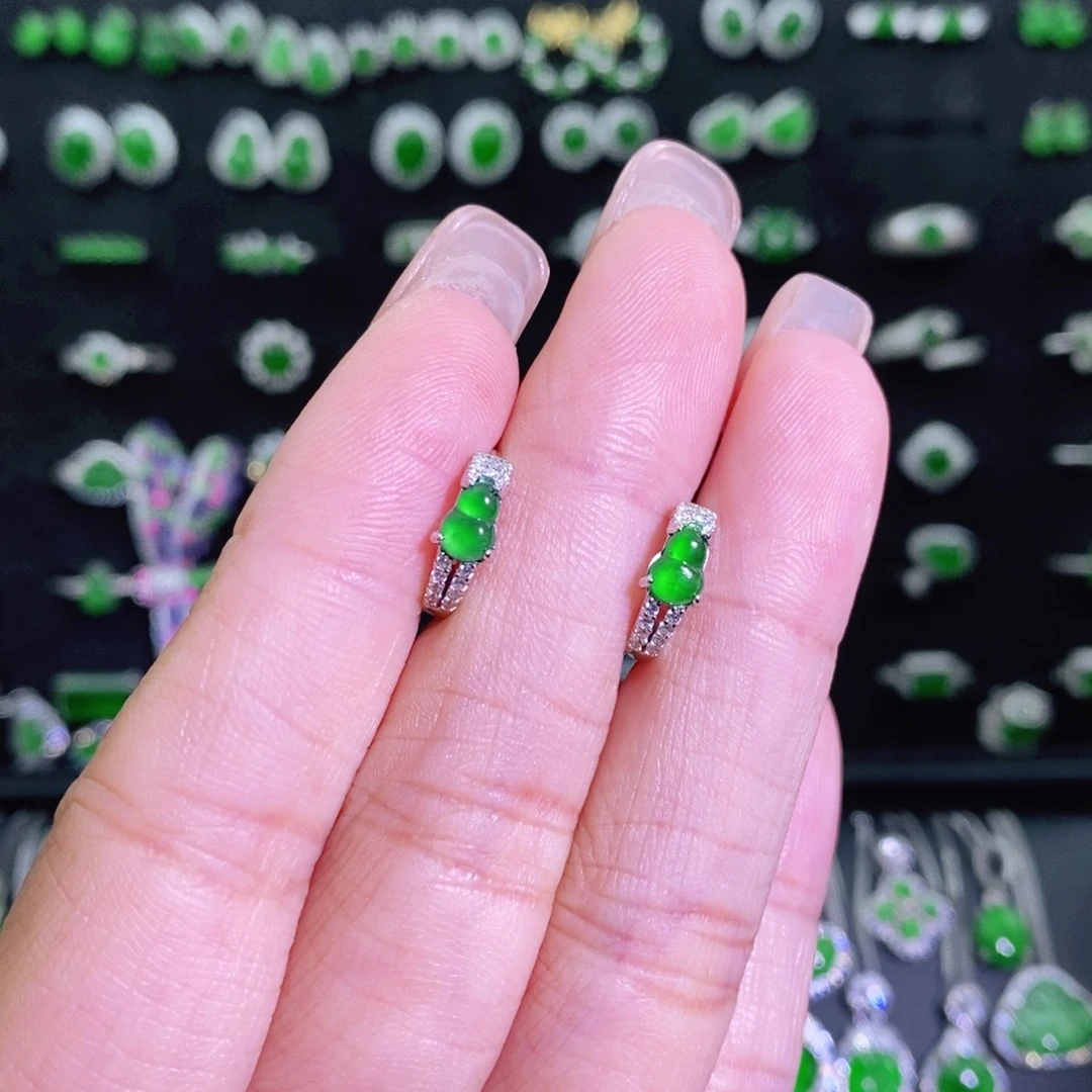 翡翠银S925镶嵌耳饰多样性