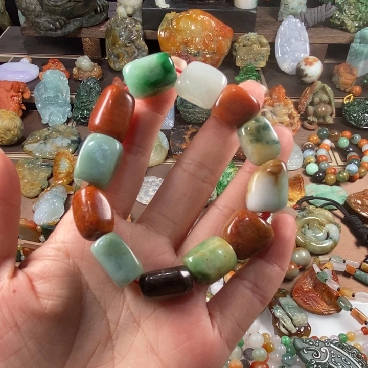 翡翠未镶嵌手串腾冲老料翡翠随型手串