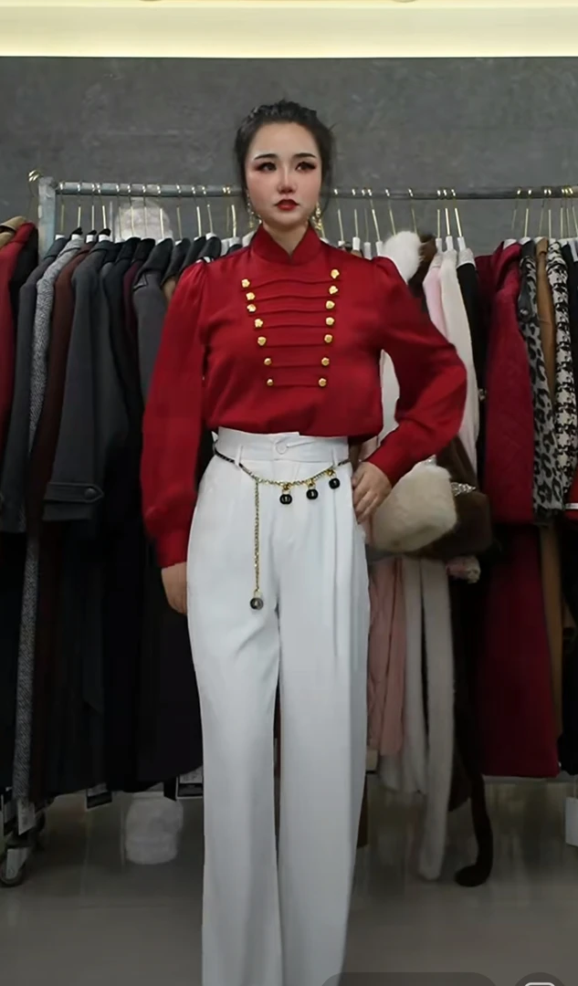 5033-G-1-1-1气质简约中高腰时尚纯色轻奢潮流长裤优雅百搭无腰链