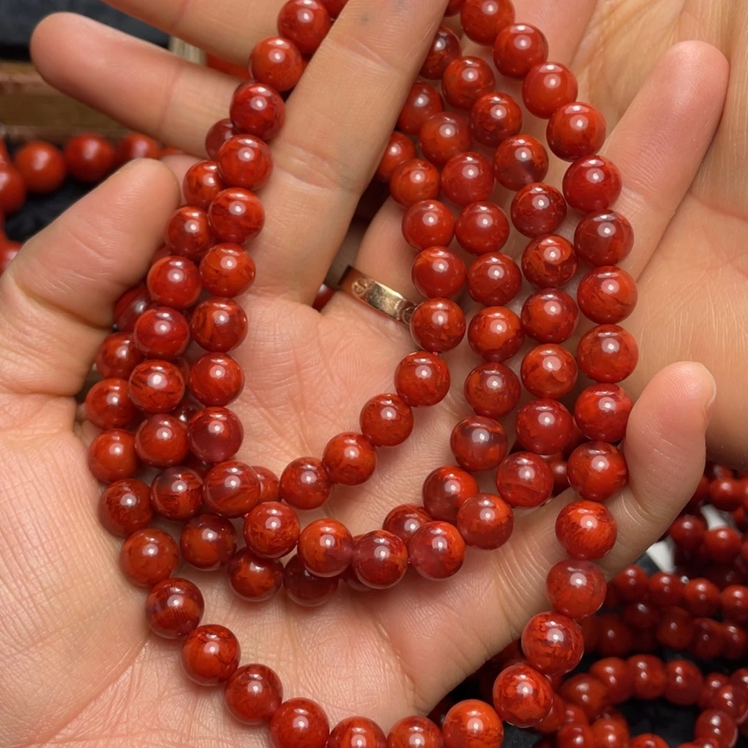 未镶嵌108多圈南红玛瑙万**心