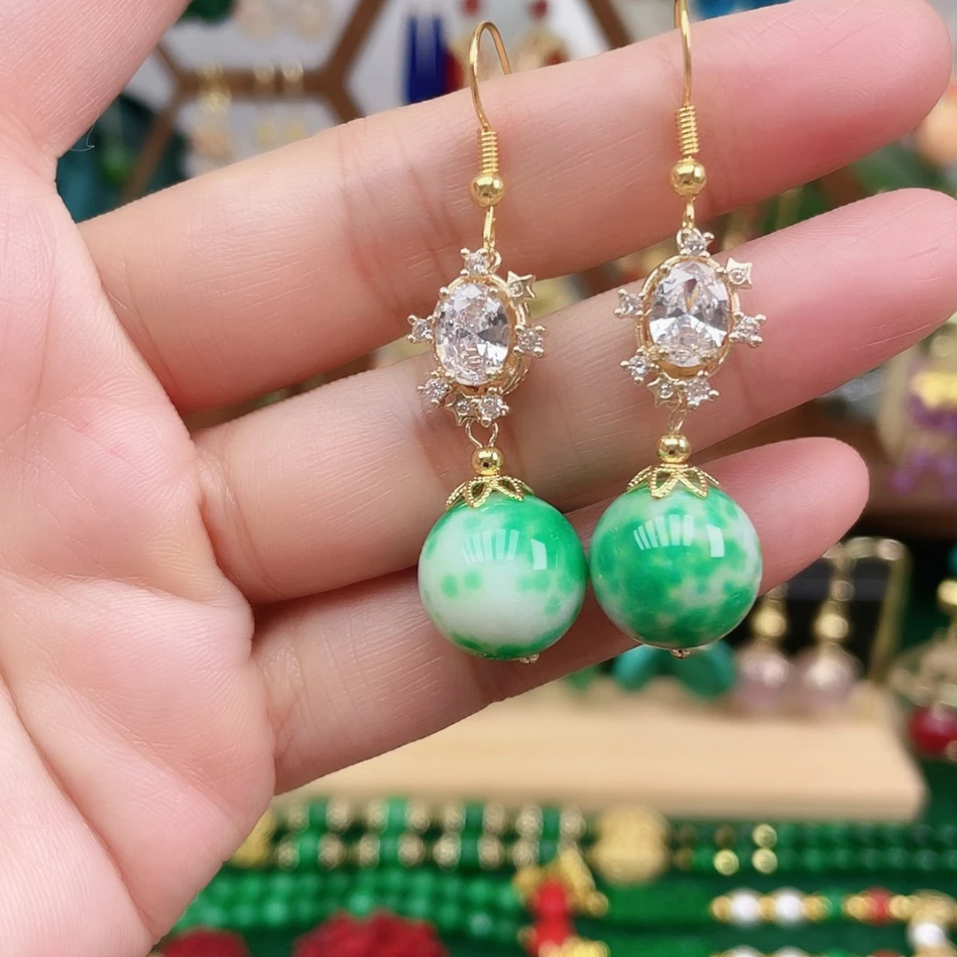 玛瑙/玉髓合金耳饰