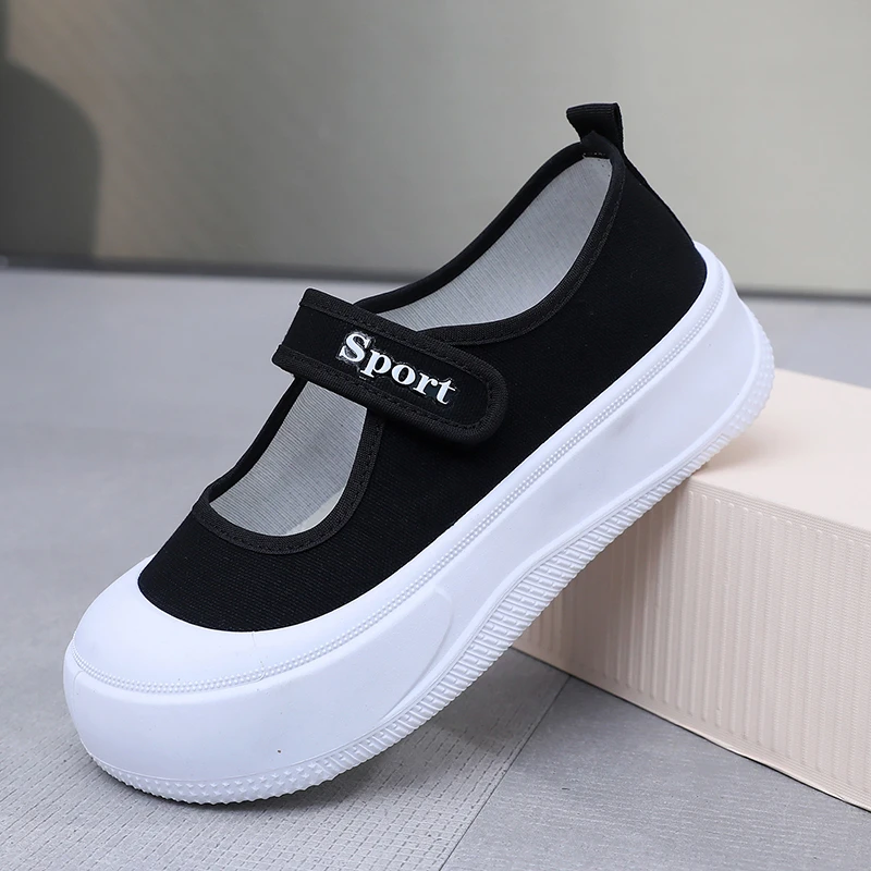 2025春夏新款玛丽珍女鞋厚底百搭学生小白鞋ins潮韩版时尚帆布鞋