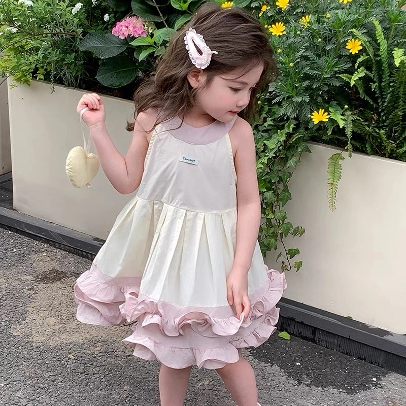 C4【小苗头2580花瓣下摆挂脖裙】童装