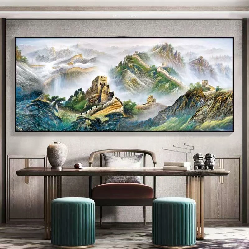 客厅挂画沙发背景墙山水壁画国画办公室网红家居装饰品装饰画轻奢