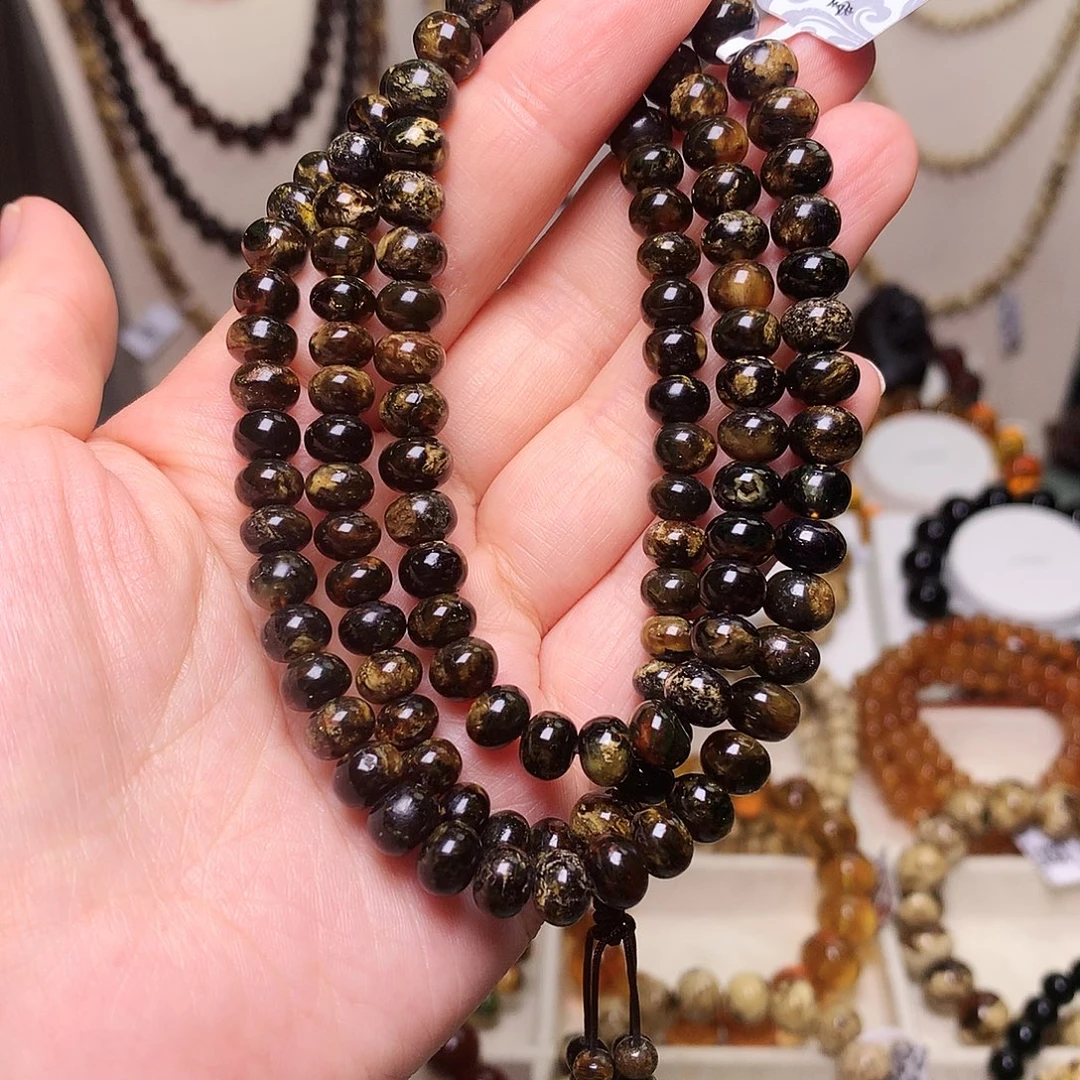 琥珀未镶嵌裸石7/黑花108/嘎嘎黑不透光-31