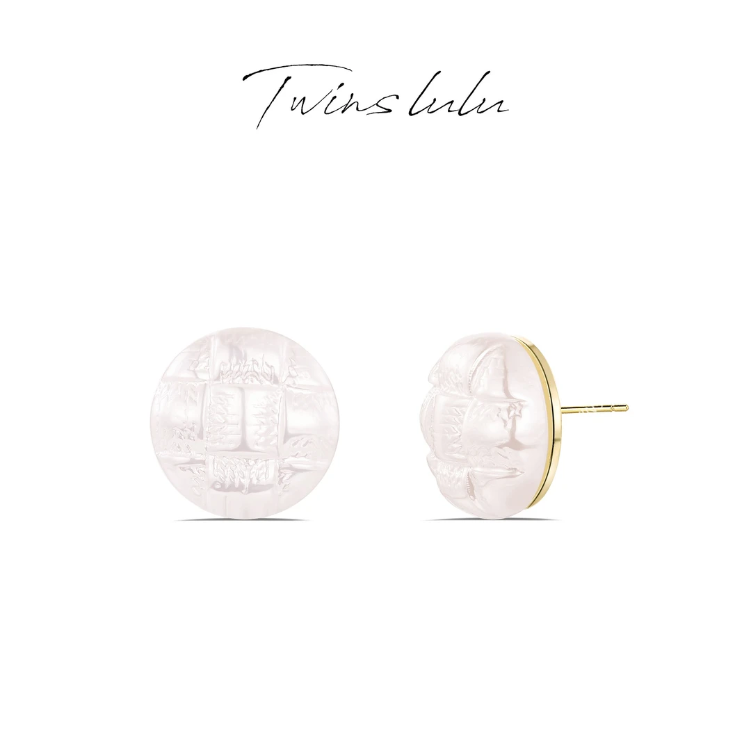 TWINS LULU 镀k金【官方正品】菱格圆形复古小众款耳钉TSL616