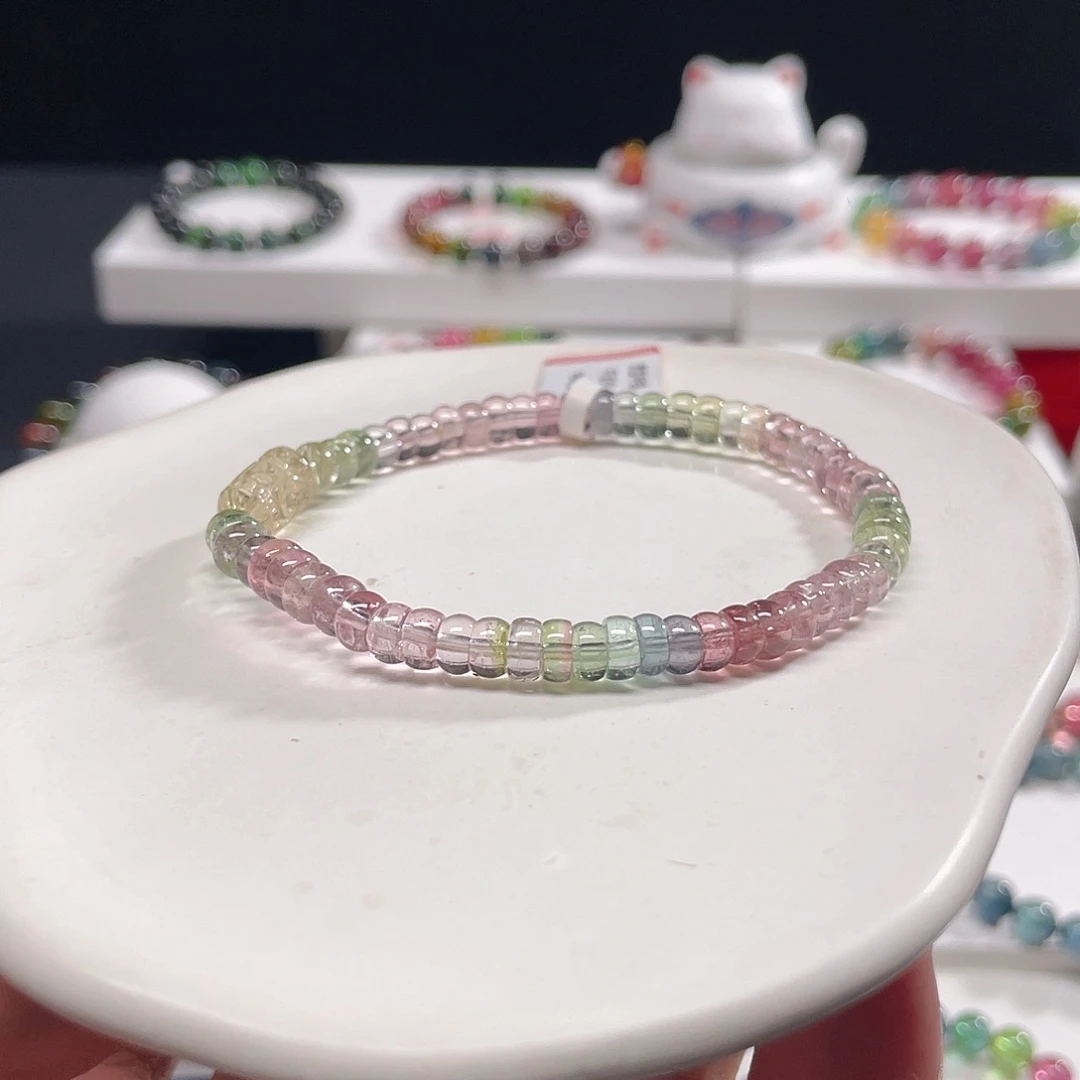 未镶嵌碧玺手链算盘珠碧玺手链