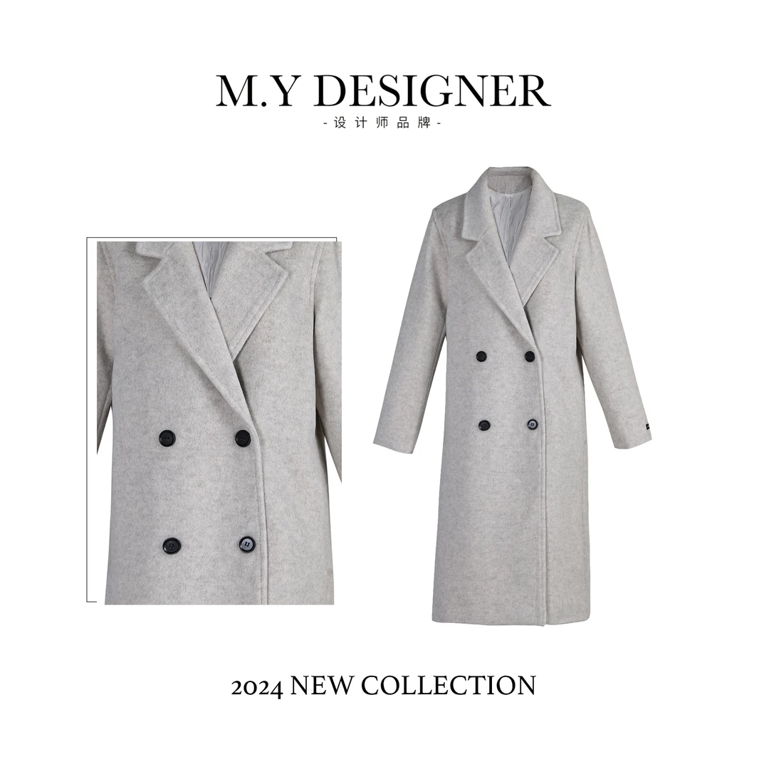 M.Y媛总 24新款四粒扣毛呢加棉大衣
