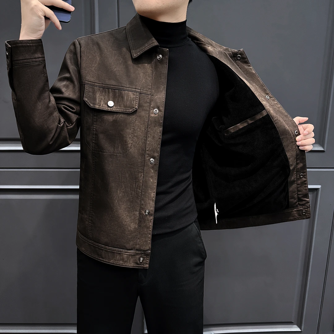 夹克外套男装冬季款新款2025爆款痞帅高级感上衣翻领男士保暖棉服