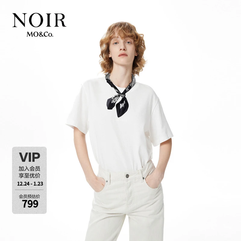 【NOIR系列】MOCO短袖T恤2025春新品丝巾匹马棉MBE1TEE016