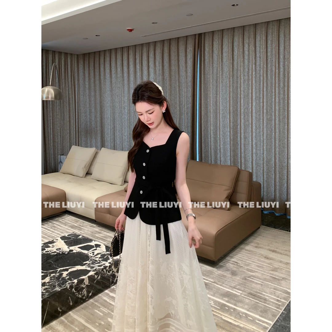 【LIUYI】缪斯女神~夏季气质无袖收腰显瘦上衣55029