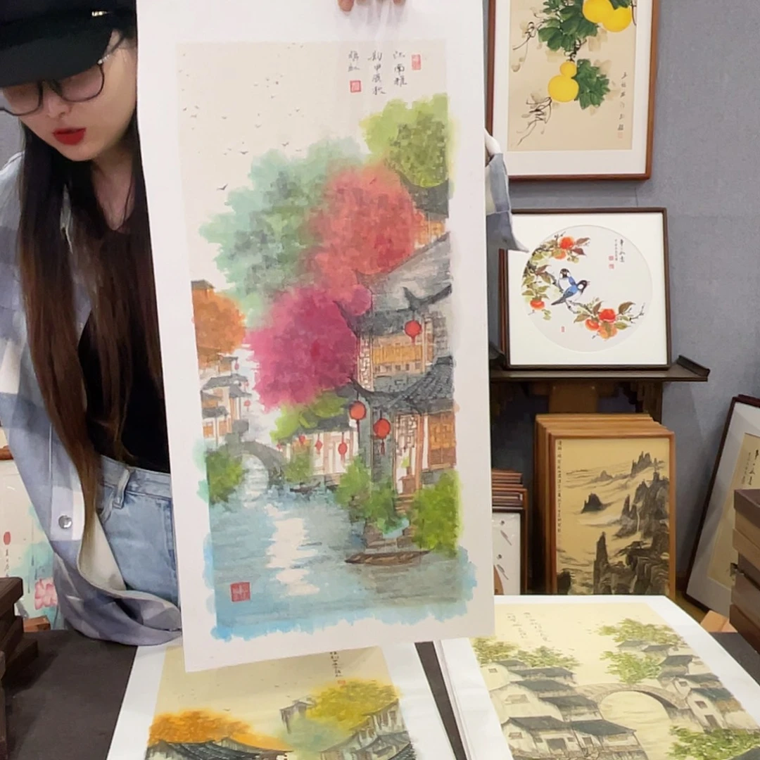 独***头书法手绘带框尺寸：36*69