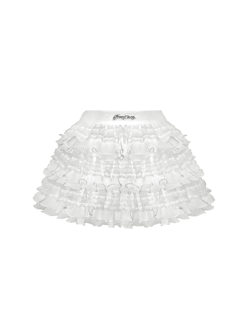 姜穹蕾丝花边钻Logo饰蛋糕半裙15113246A