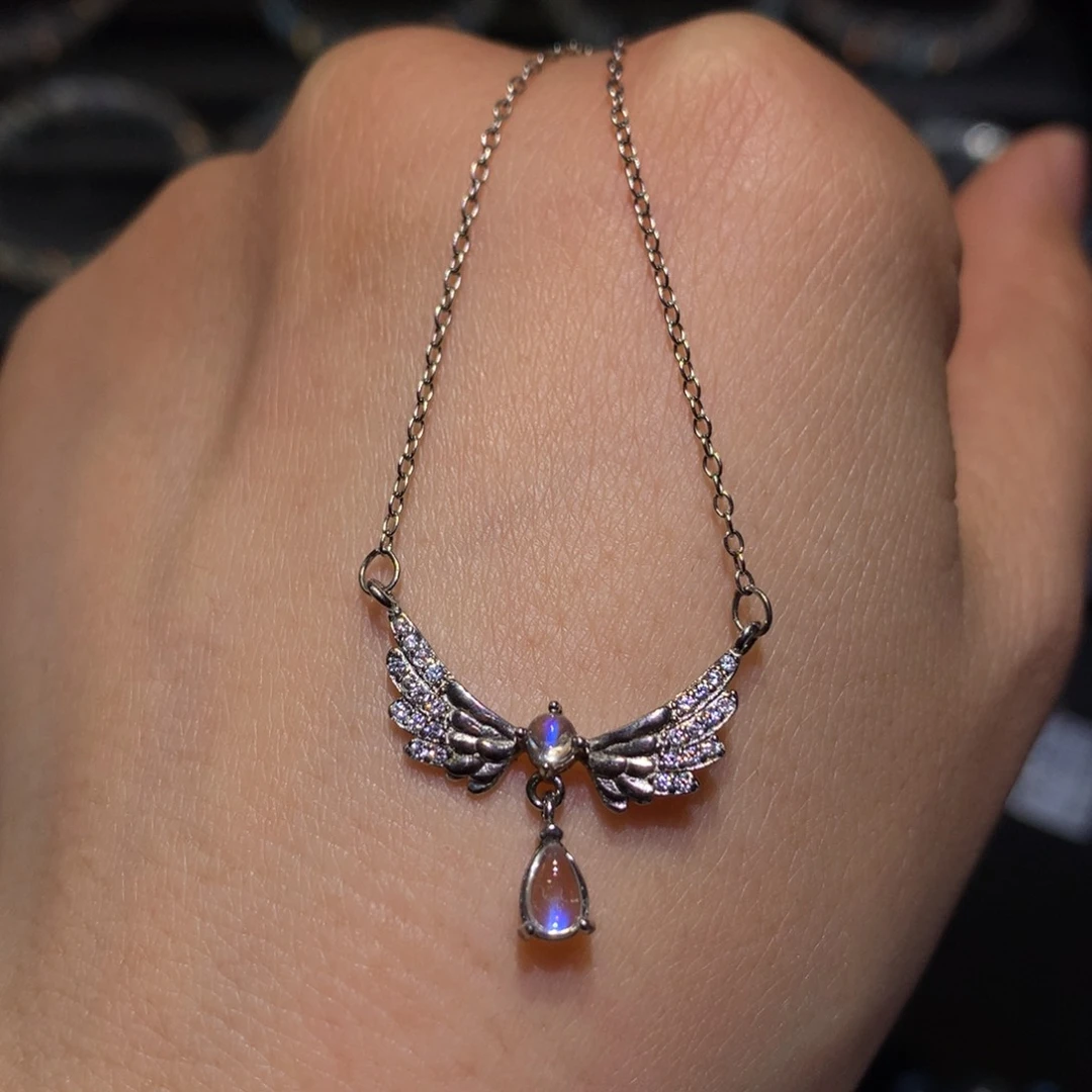 项链银S925镶嵌月光石R****钟