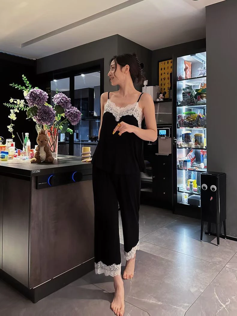 伊涵家夏季法式拼接蕾丝花边睡裙合集