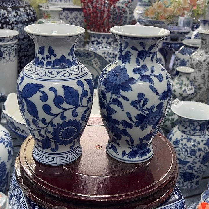 摆件青花瓷手工手绘高温釉下彩花瓶，，，