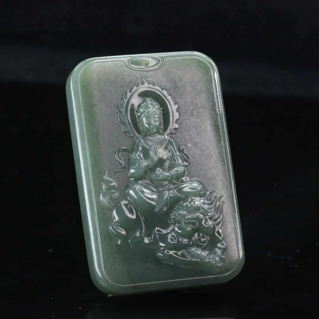 22和田玉青玉文殊观音/300418北京中保拍卖