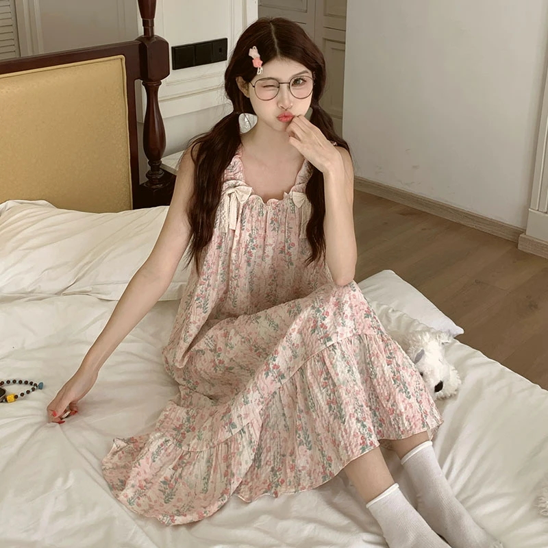 【Lucky优选】睡衣女夏季薄款泡泡棉背心睡裙甜美家居服网红爆款