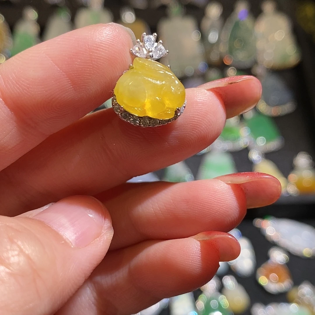 颈饰银S925镶嵌翡翠天然翡翠