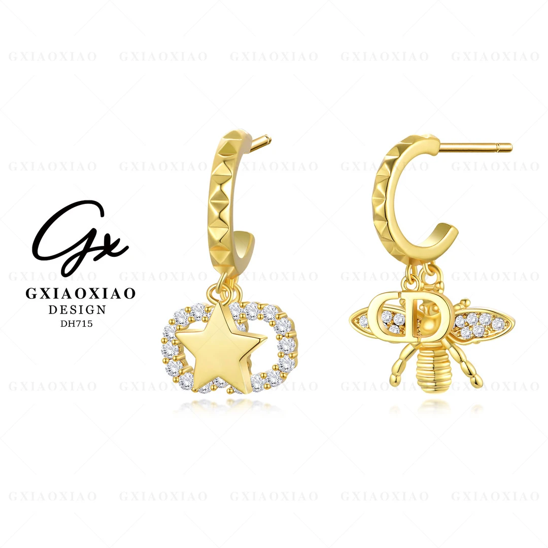 G XIAOXIAO 镀K金 法式轻奢气质经典猪鼻子蜜蜂耳环 DH715