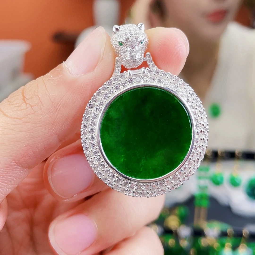 翡翠银S925镶嵌耳饰