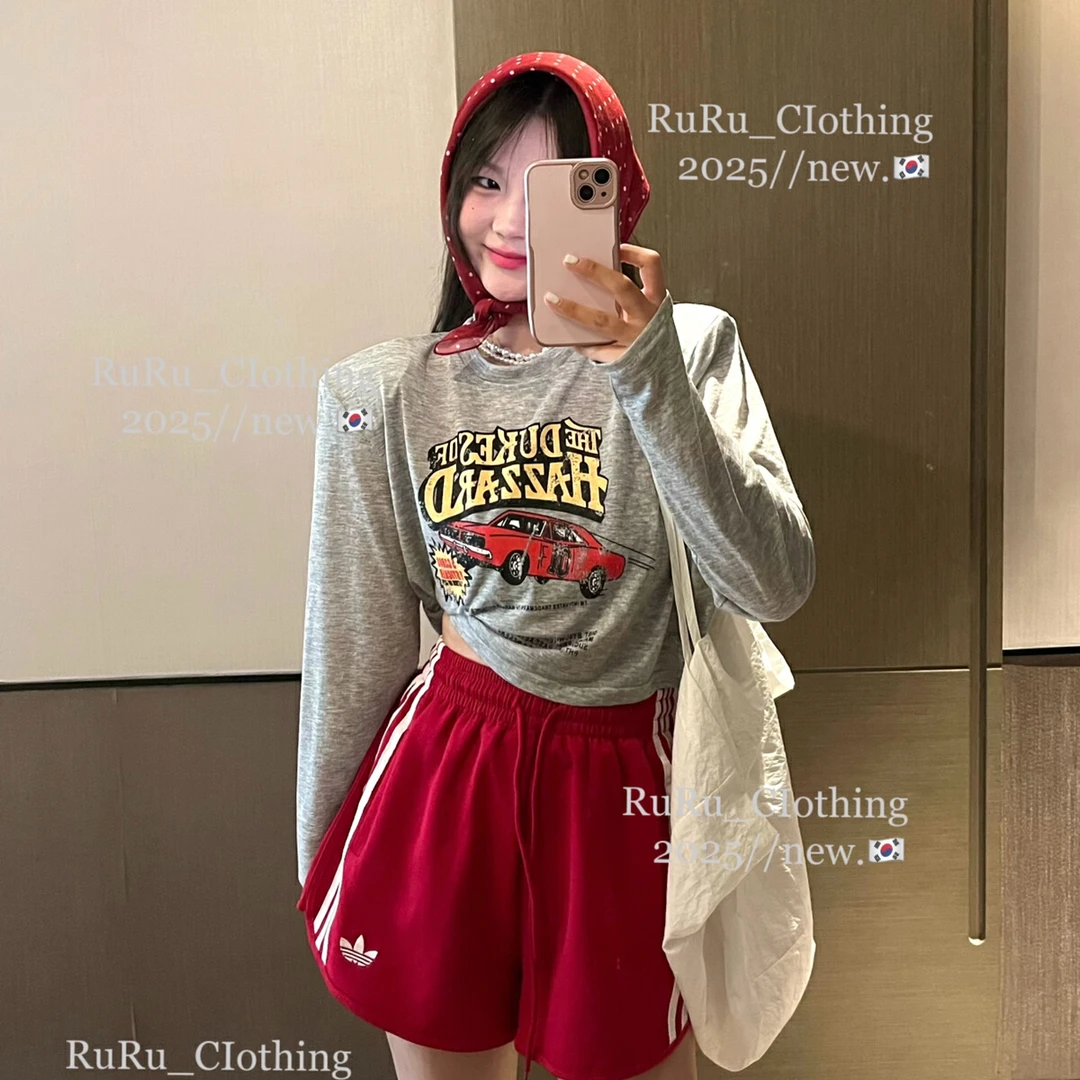 休闲简约纯色宽松ins夏季长袖T恤短款加绒情况不加绒