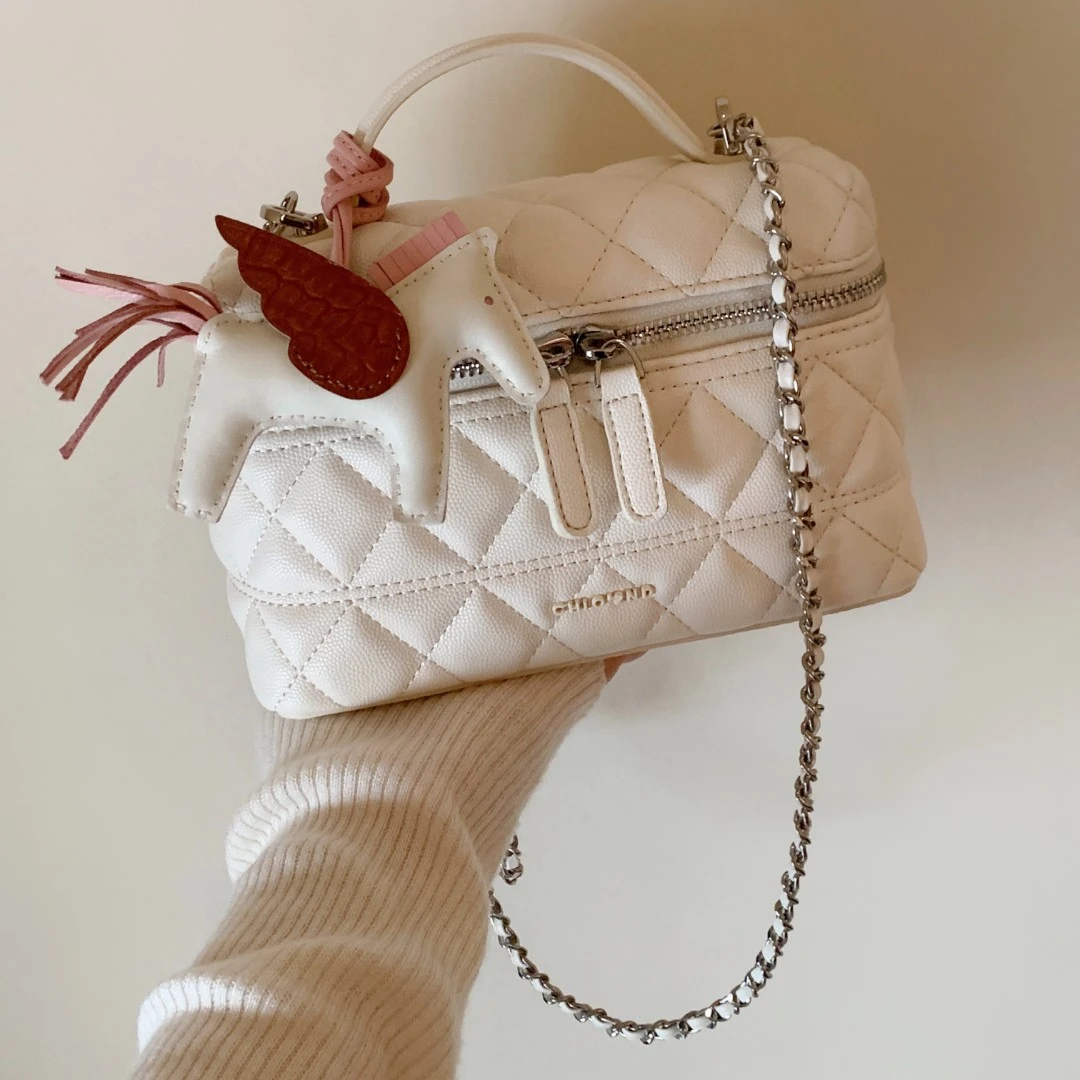 南风Chio2nd 盒子包高级质感小包包女单肩斜挎菱格手提包