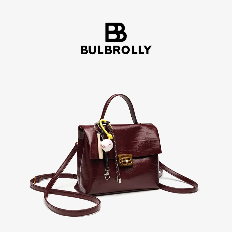 BULBROLLY复古锁扣邮差双肩包BBL2491411酒红