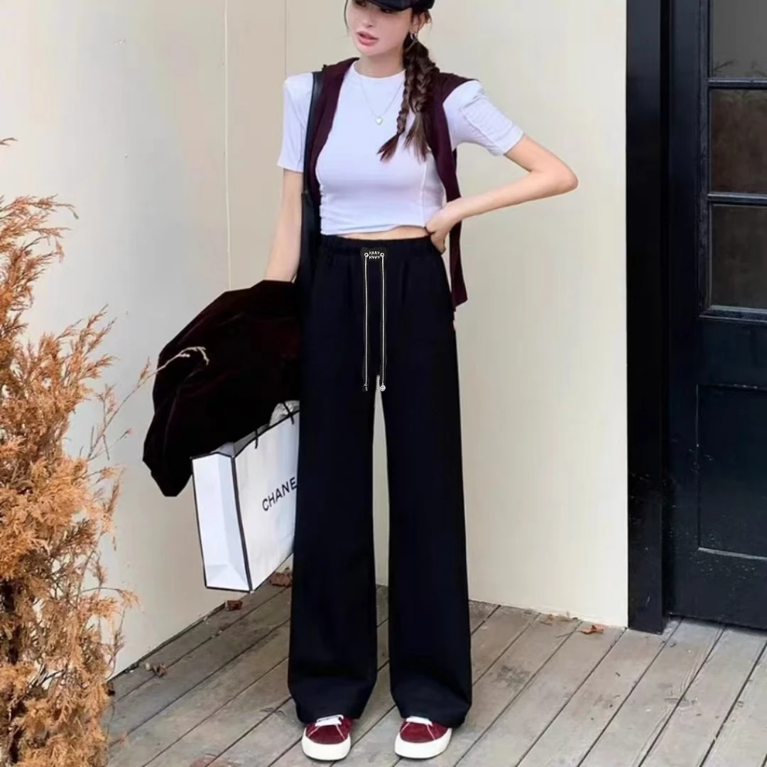 [小藤精选]982夏季高品质斜纹大码窄版直筒阔腿裤