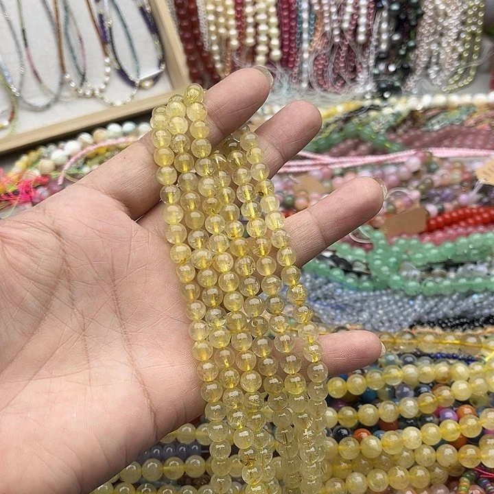 玛瑙/玉髓珠宝半成品未镶嵌一条6mm金发晶