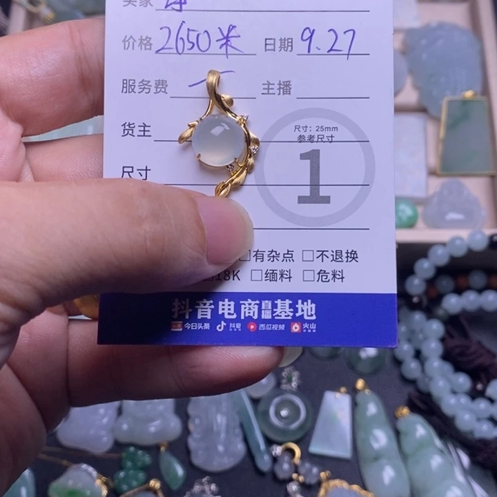 铮***歪翡翠18K金镶嵌颈饰天然缅甸翡翠A货