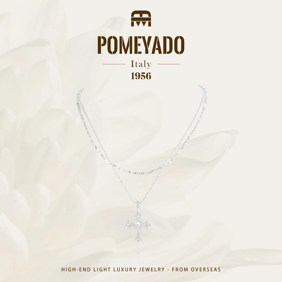 【克罗星系】Pomeyado时尚经典百搭十字架双层项链F3679