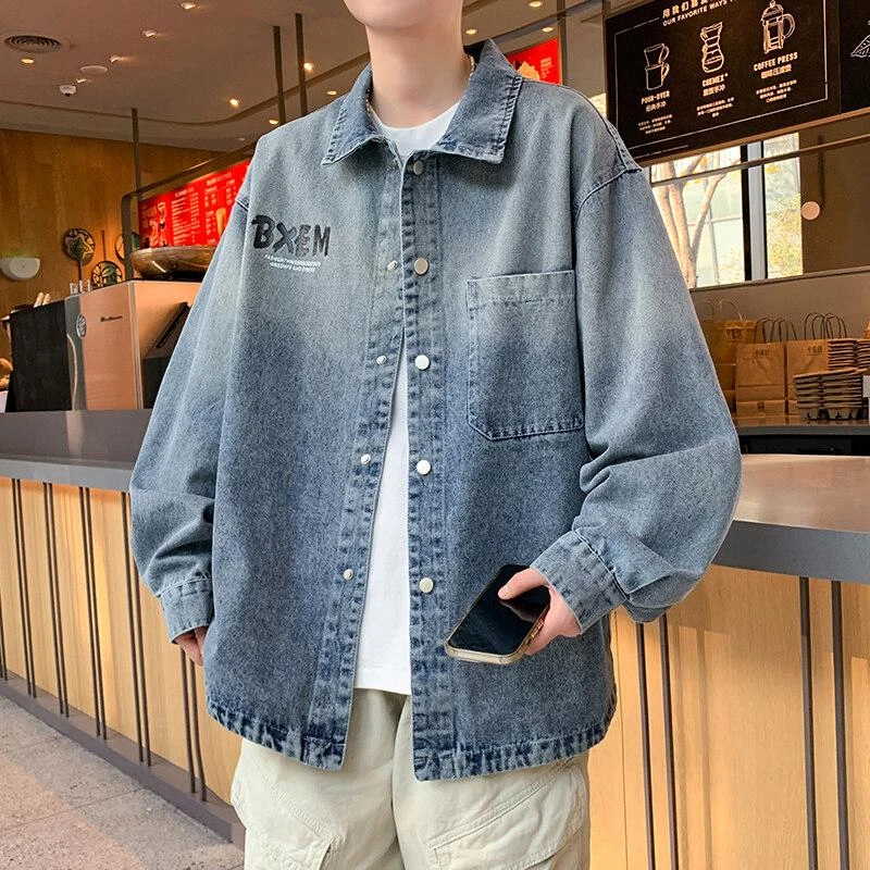 2025春秋季新款青少年男生宽松你在衬衫夹克男装上衣帅气外套潮流