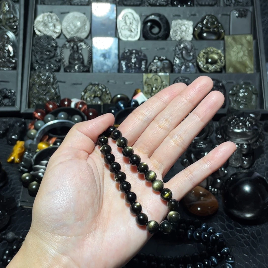 黑曜岩手链未镶嵌无**开