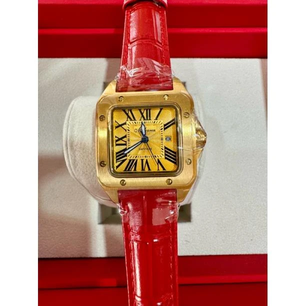 黄金方形金表女士腕表原装瑞士石英机芯防水时尚手表女款黄金手表